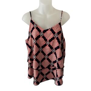 Tinley Tank Women’s Top Spaghetti Strap Multicolor Geometric Pattern Blouse EUC